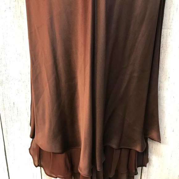 Zoe Georgette Satin Chocolate Long Maxi Dress S - Picture 3 of 7